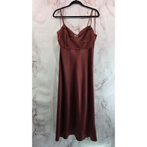 Anthropologie Dress Womens 10 Burgundy Satin Slip Charmeuse Corset Spaghetti